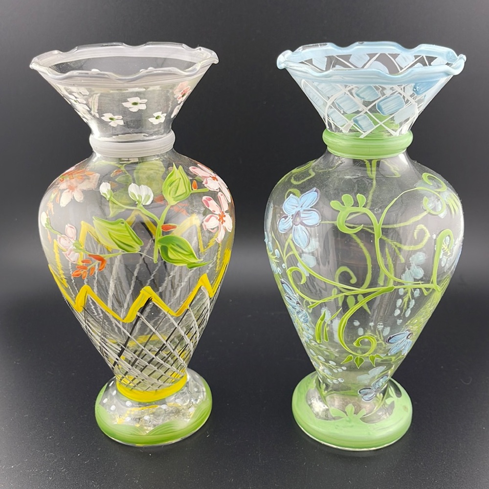 Vintage Tracy Porter Set of 2 Hand Painted Vases